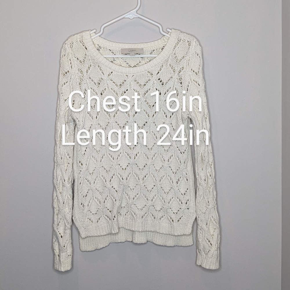 Ann Taylor Loft Open Knit Crochet Sweater M - Picture 3 of 5